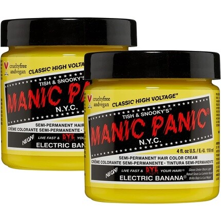 

Краска для волос Electric Banana Classic Creme Vegan, без жестокости, желтая, полуперманентная краска для волос, 118 мл, Manic Panic