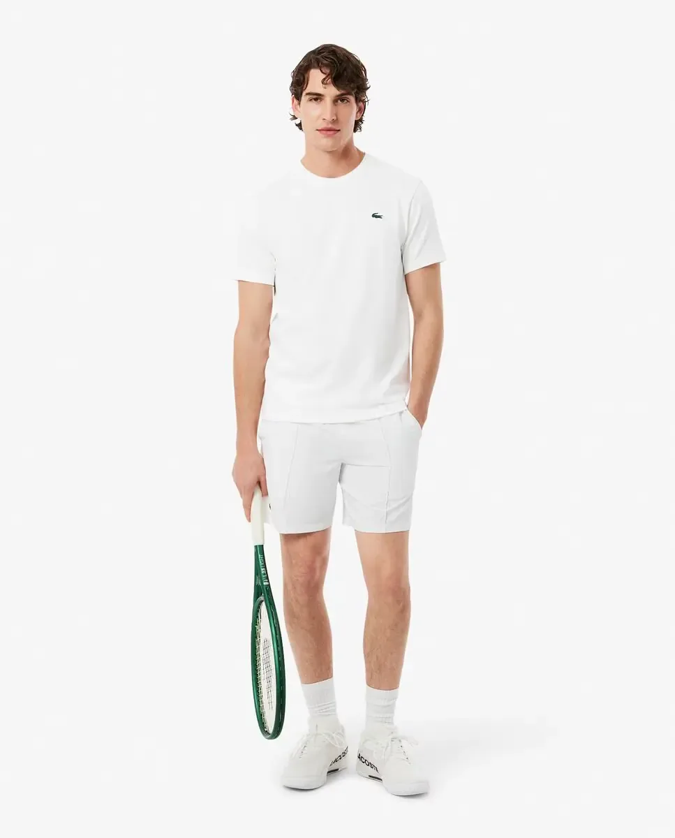 Lacoste Мужская теннисная футболка с принтом Ultra Dry, белая, короткий рукав — фото 4