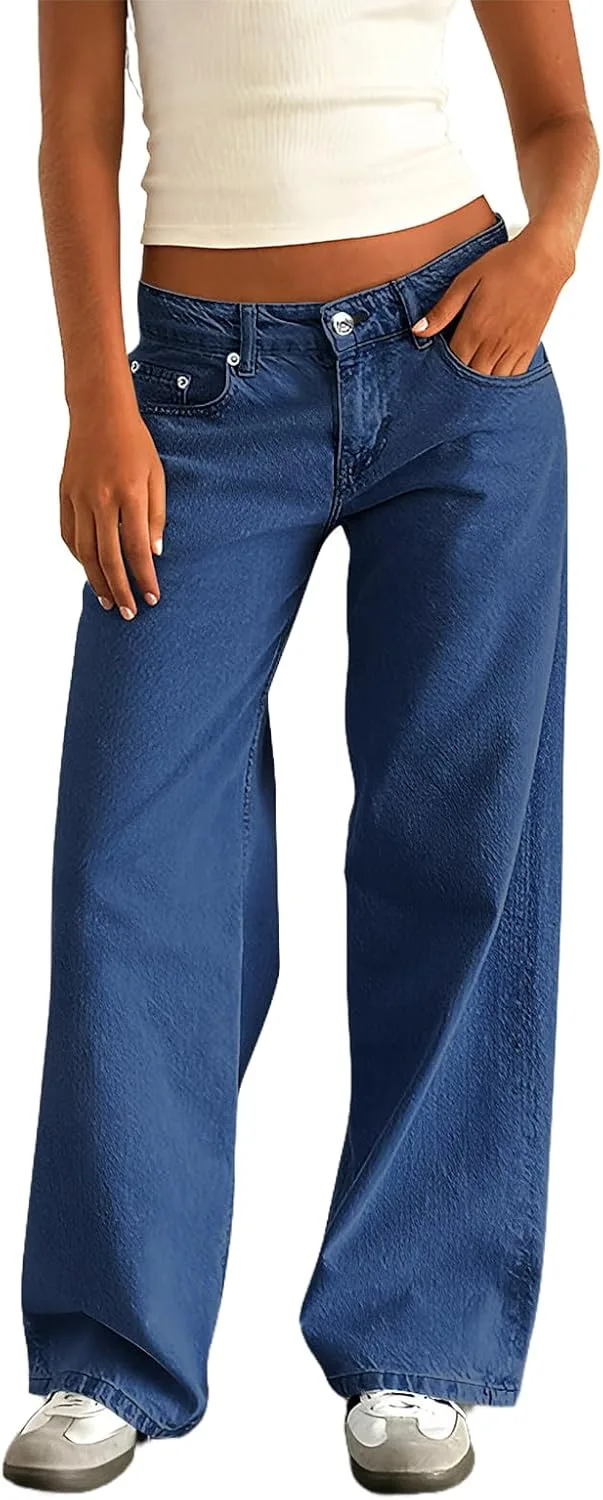 

Женские джинсы low rise с широкими штанинами Slakkenreis