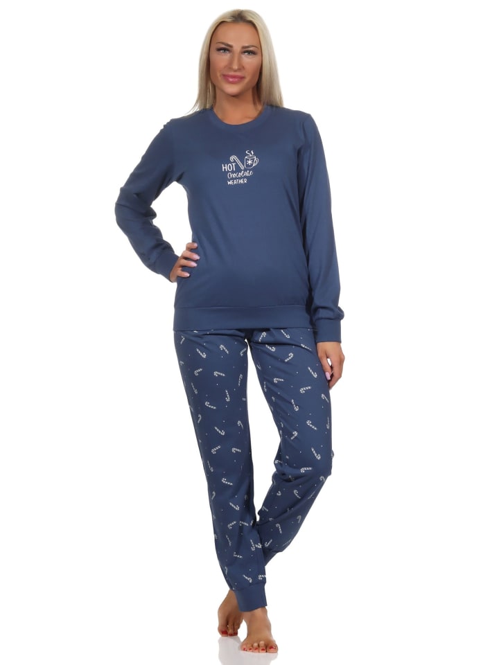 

NORMANN Рождественская пижама с длинными рукавами и манжетами - 88722, темно-синего цвета