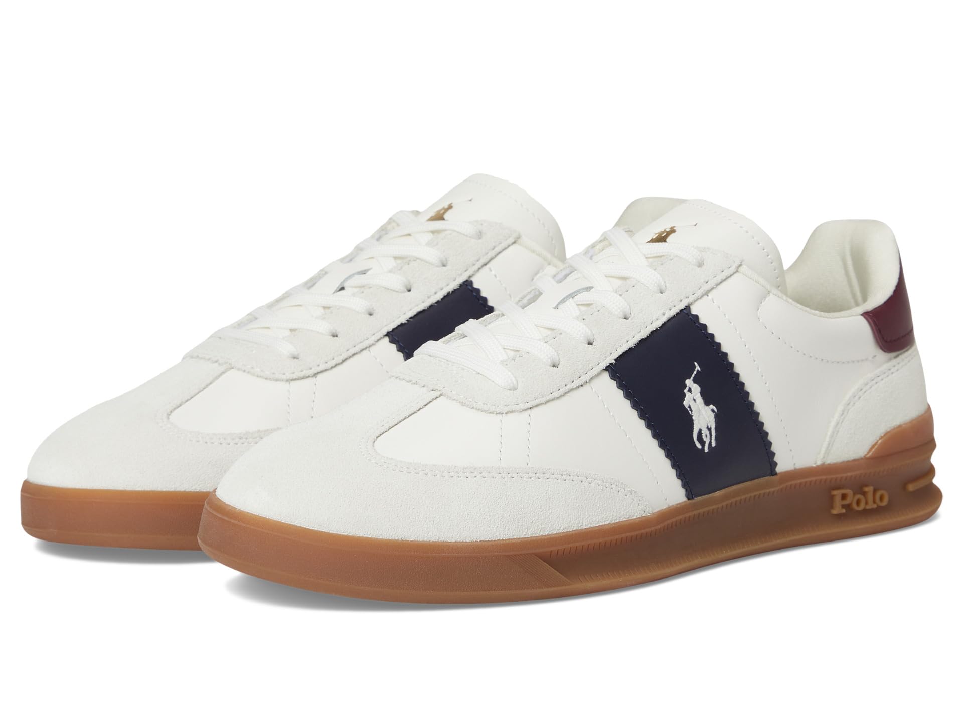 

Кроссовки Polo Ralph Lauren Heritage Aera Leather-Suede Sneakers, цвет Bianco/Navy/Wine 1