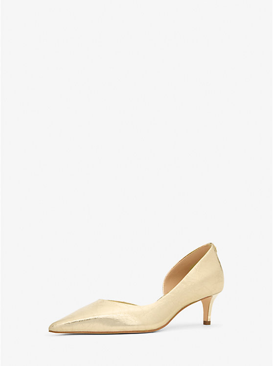 Туфли Elyse из кожи с эффектом кракле и маленьким каблуком Michael Kors, золотой — фото 2