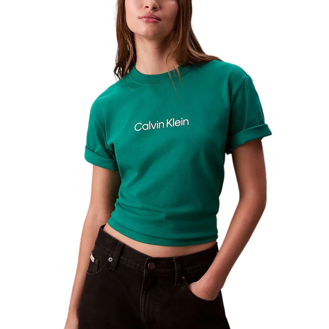 Футболка женская Calvin Klein Crew Neck зеленая