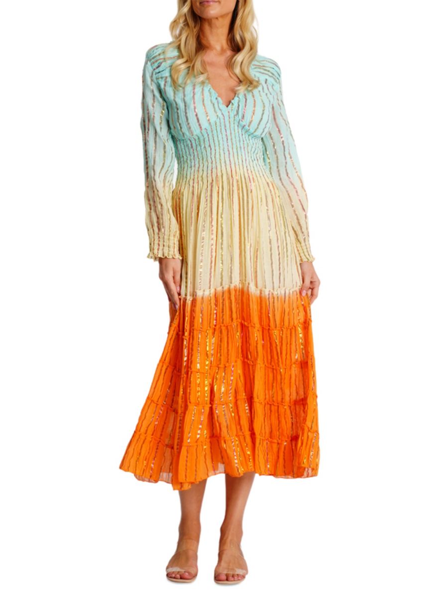 

Длинное платье-футляр с текстурированной отделкой Dip-Dye La Moda Clothing, цвет Yellow Multi