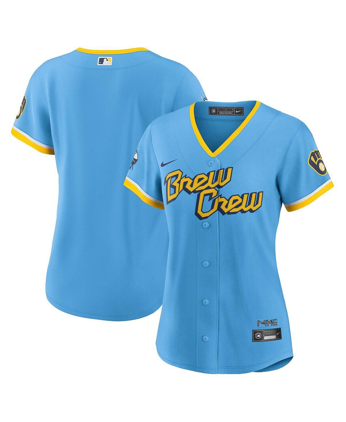 

Женская футболка синего цвета Milwaukee Brewers 2022 City Connect Replica Team Nike, Синий, Женская футболка синего цвета Milwaukee Brewers 2022 City Connect Replica Team Nike