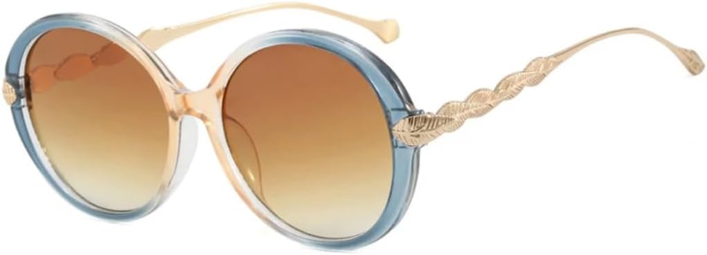 

Солнцезащитные очки с защитой UV400 | Крупная круглая металлическая оправа | для женщин и мужчин, для занятий спортом на открытом воздухе и вождения DSVIGF, Blue Brown