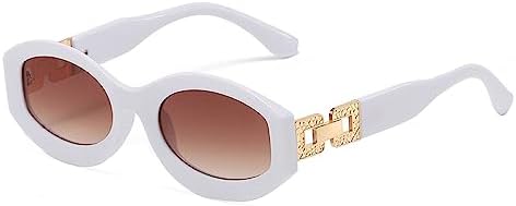 

Овальные винтажные солнцезащитные очки для женщин, ретро-солнцезащитные очки, женские солнцезащитные очки, зеленые защитные очки, очки с защитой от УФ-излучения UV400 MTZJH, White