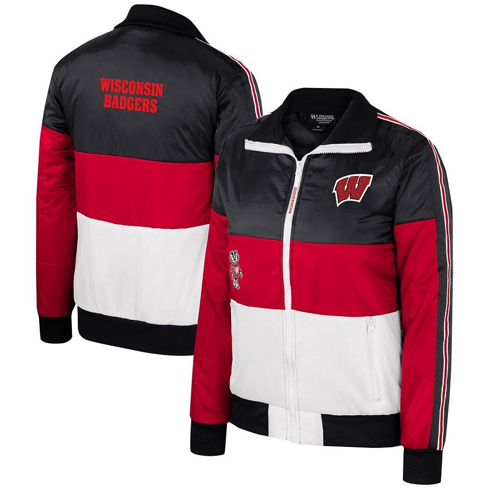 

Женская пуховик с молнией во всю длину The Wild Collective Red Wisconsin Badgers в стиле колор-блок, цвет Wis Red