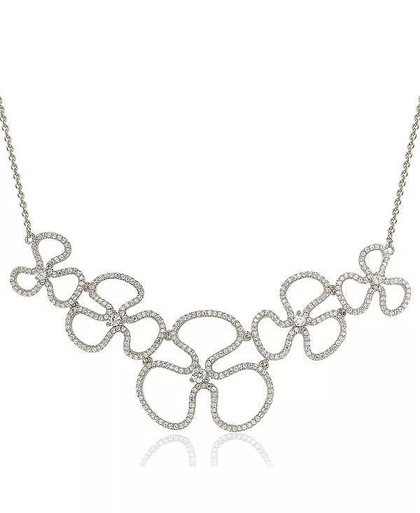 

Тонкое ожерелье Suzy Levian из стерлингового серебра с цветочным узором и кубическими цирконами Suzy Levian New York, white