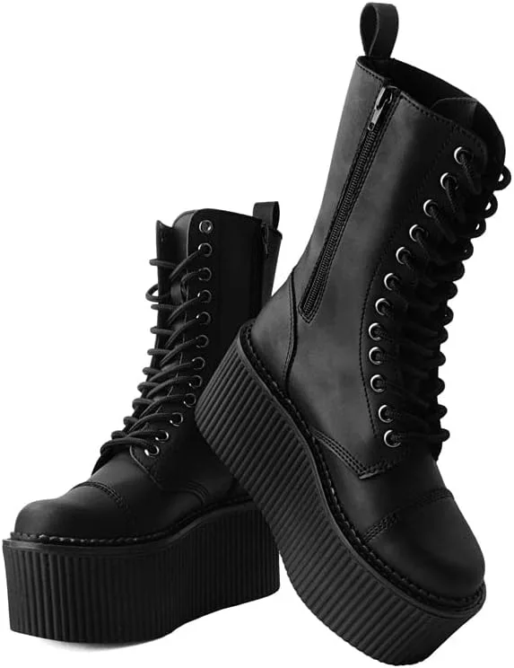 

Ботинки T.U.K. Casbah Stratocreeper из черной искусственной кожи для мужчин и женщин, платформенные с 12 парами шнурков, черный