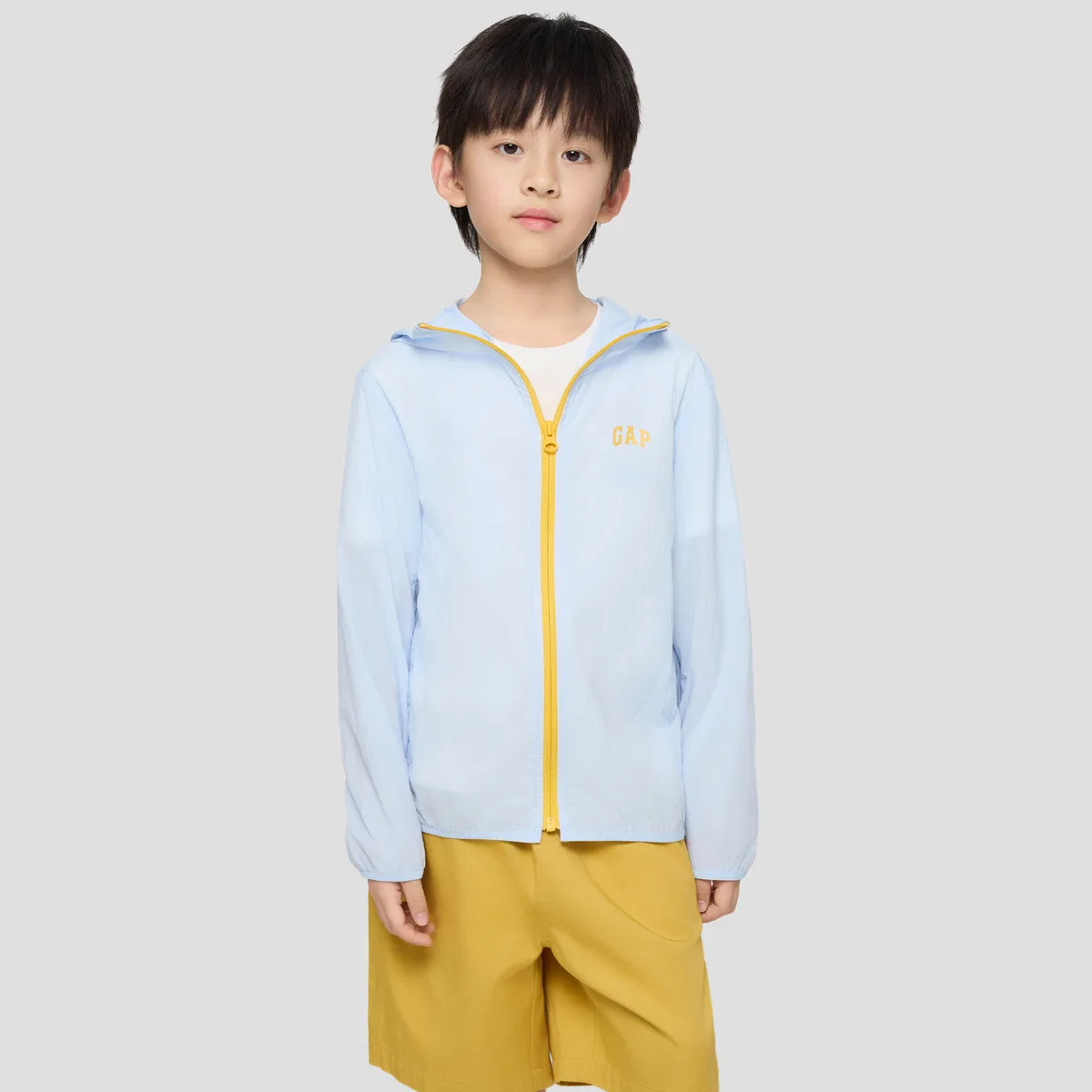 Детская уличная куртка с капюшоном тонкая GAP, Light Blue — фото 4