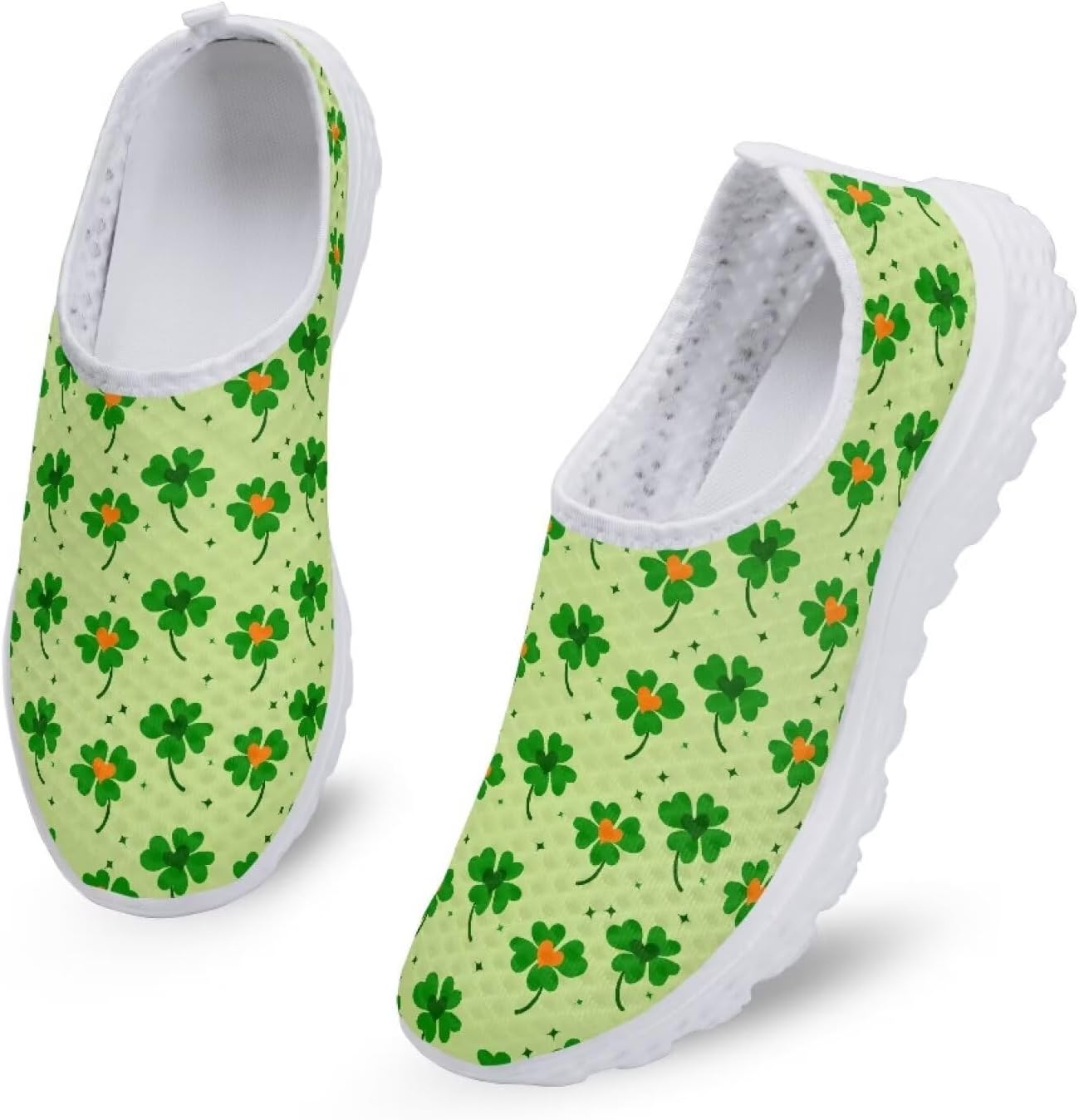 

Кроссовки Binienty для взрослых, слипоны Clipper для женщин и мужчин, удобная повседневная обувь для ходьбы и бега, St. Patrick's Day Leaf-1