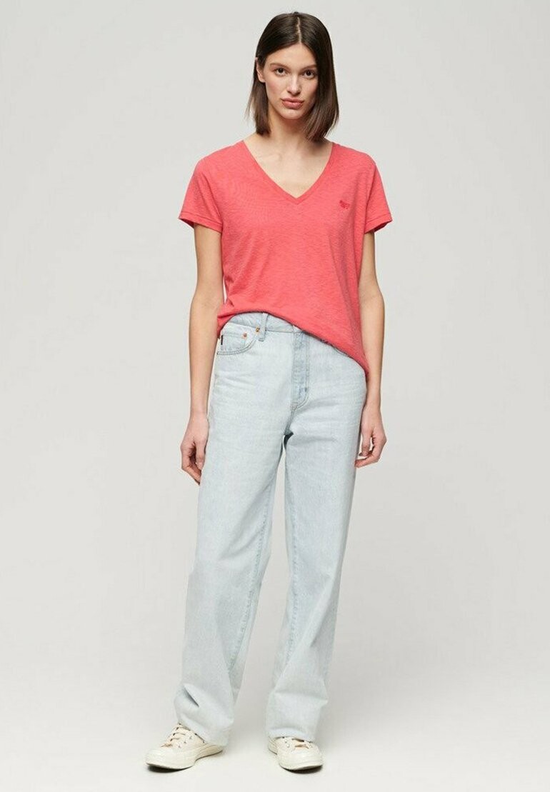 

Базовая футболка EMBROIDERED V-NECK Superdry, коралл