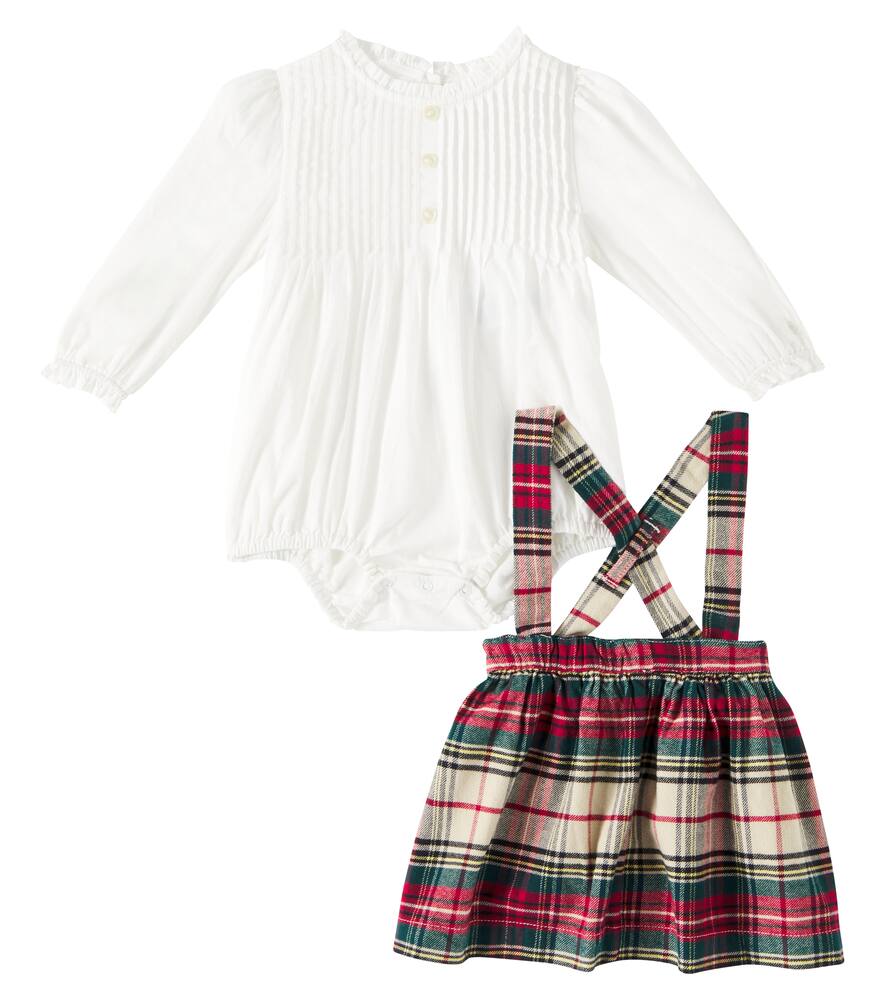 

Детский комплект из хлопковой блузки и юбки в клетку Polo Ralph Lauren Kids, 149 Cream Red Multi