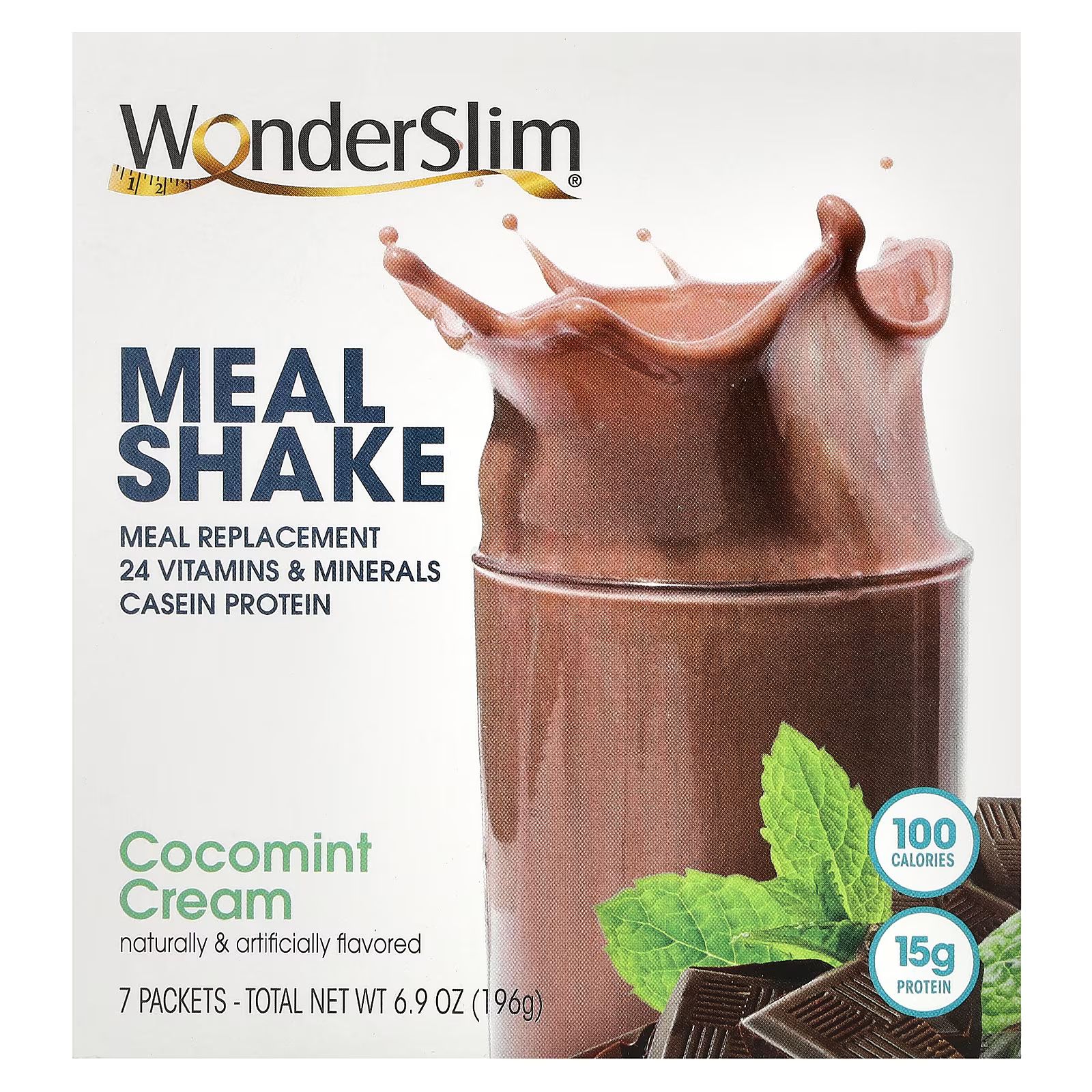 

Meal Shake, Кокоминтовый крем, 7 пакетов по 28 г каждый Wonderslim