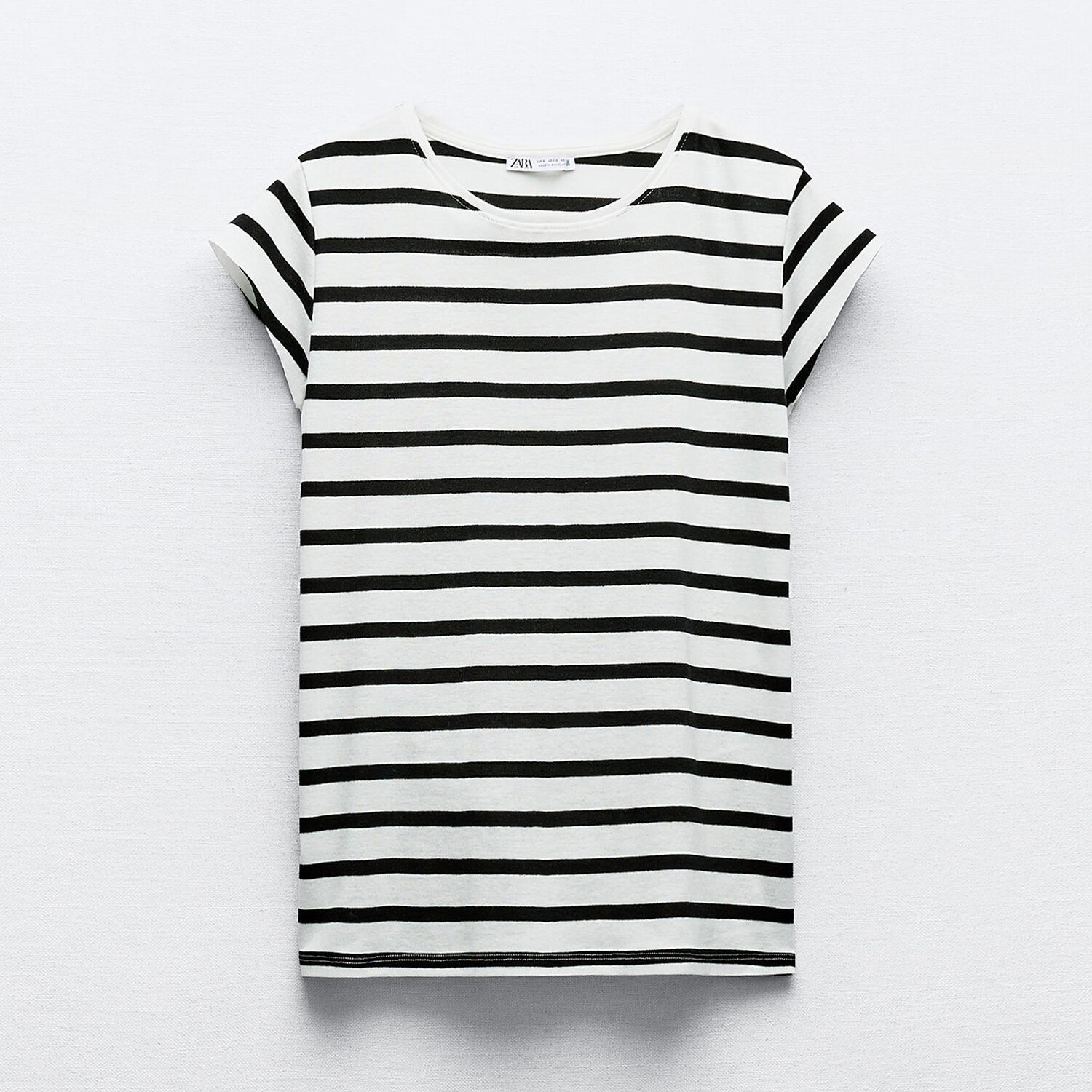 

Футболка Zara Short Sleeve Cotton, черный/белый