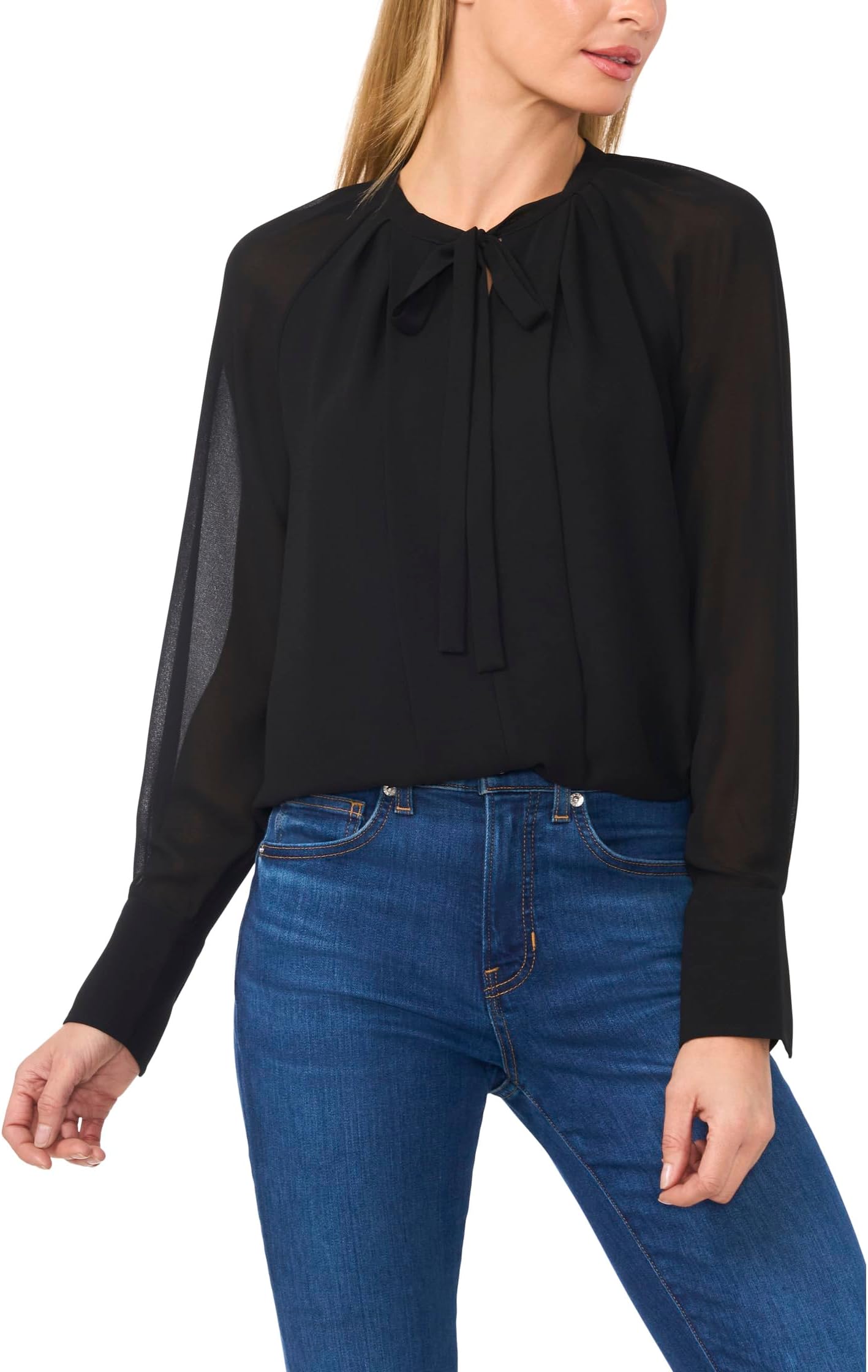 

Блуза CeCe Long Sleeve Blouse with Neck Tie, цвет Rich Black