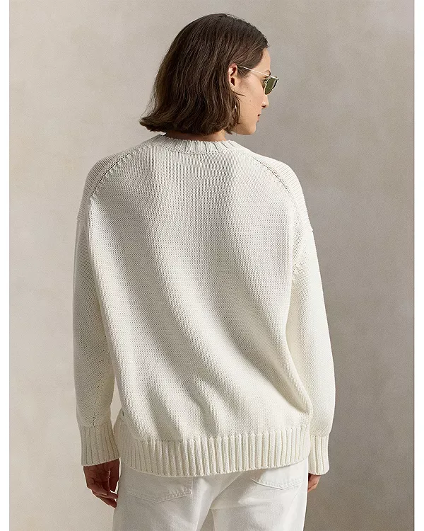 Свободный свитер с круглым вырезом Ralph Lauren, White — фото 3