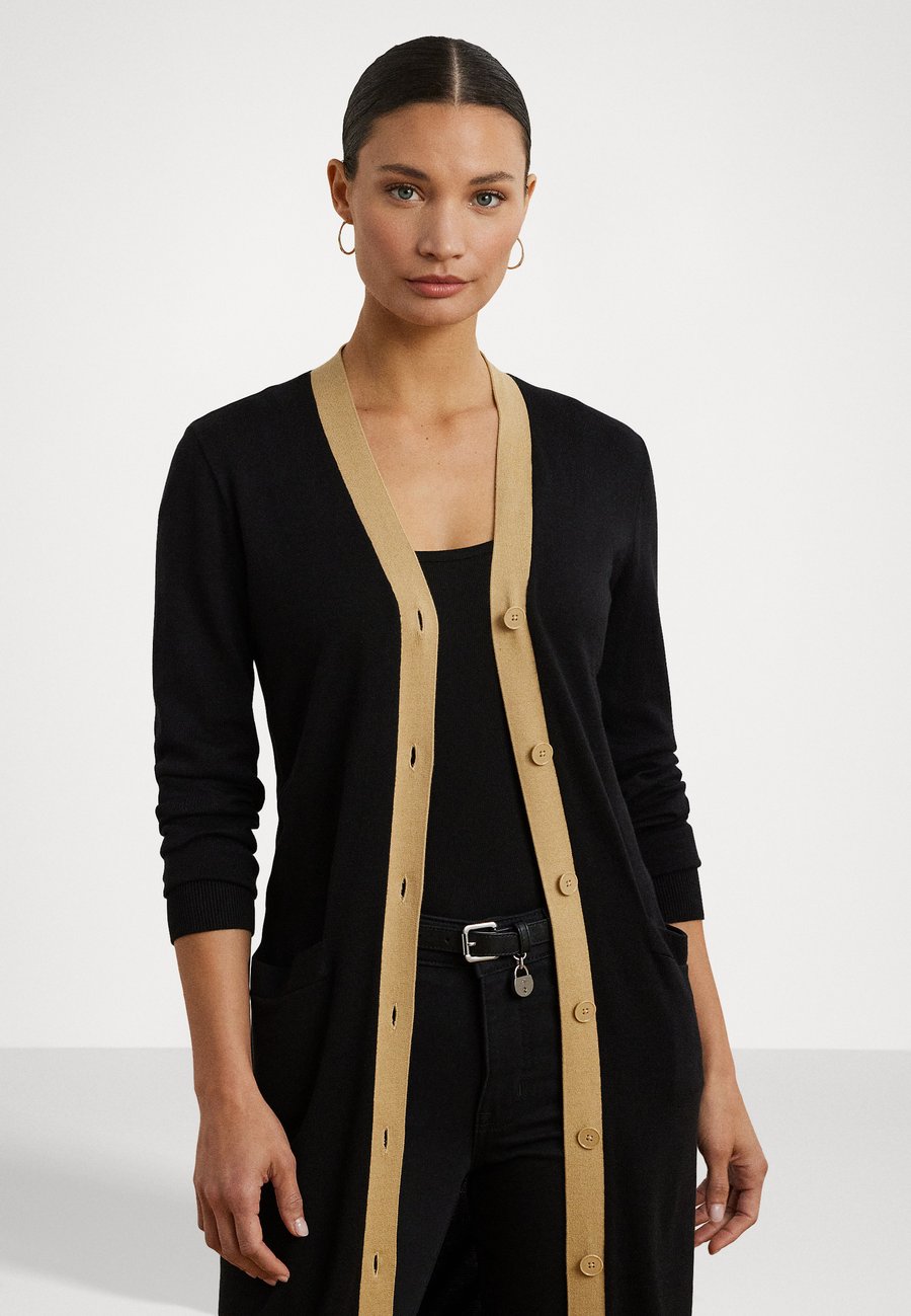 

Кардиган Lauren Ralph Lauren Two Tone Cotton Blend Cardigan, Black/Birch Tan/Camel