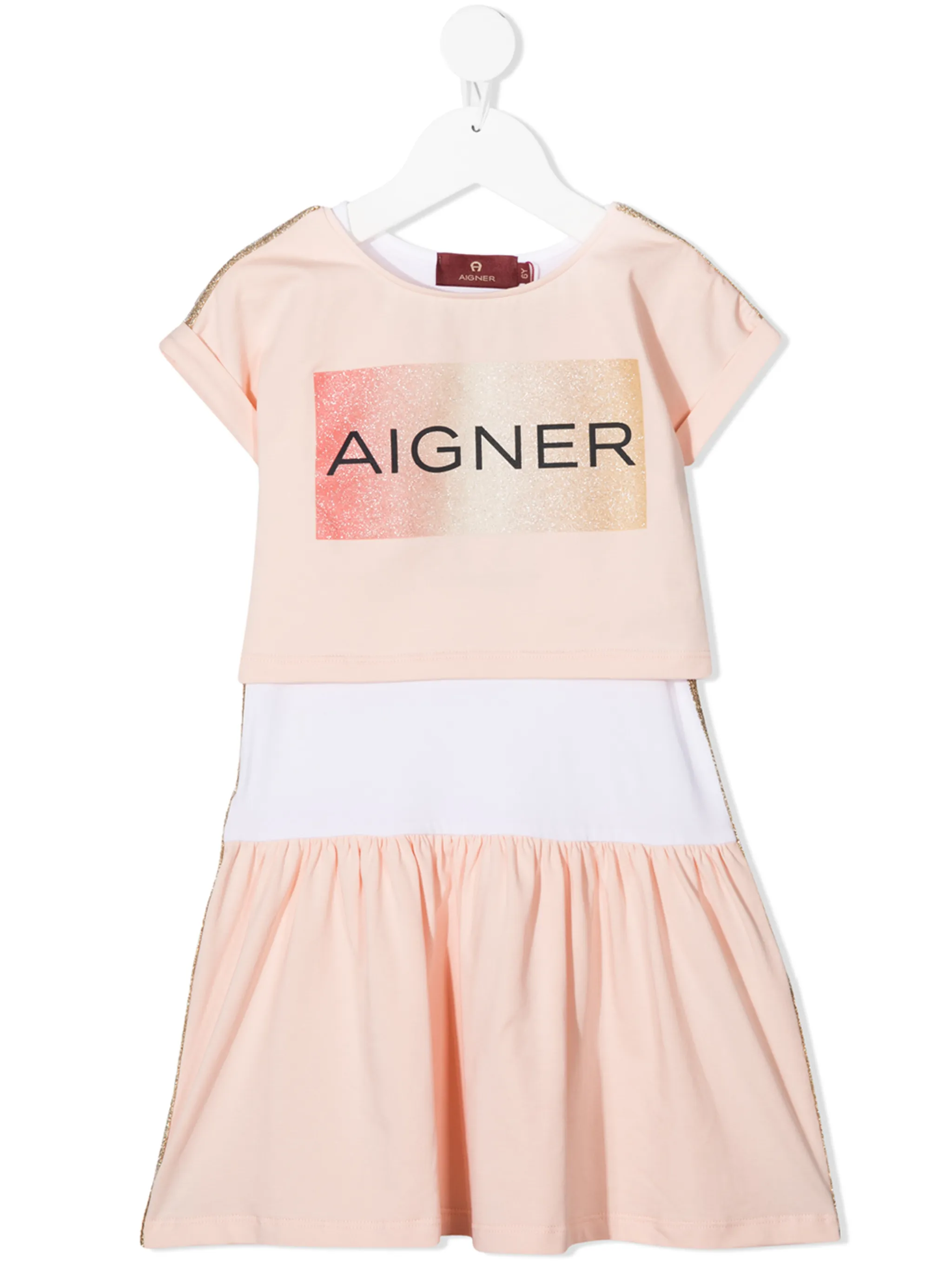 

Платье с короткими рукавами и логотипом Aigner Kids, розовый
