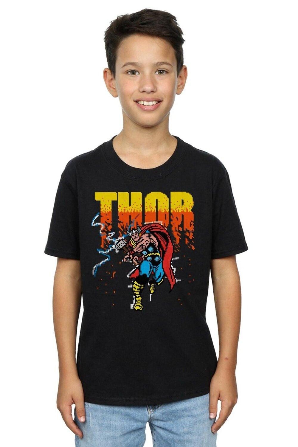 

Пиксельная футболка Тора Marvel, черный