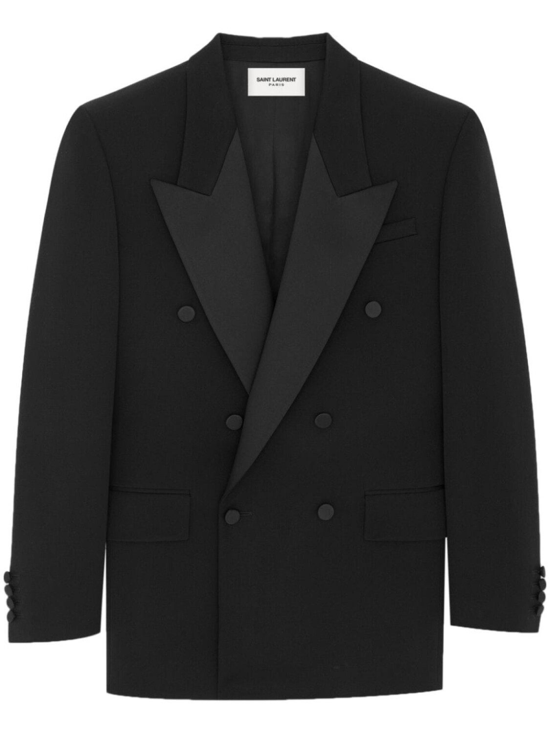 

Saint Laurent двубортный шерстяной смокинг, черный