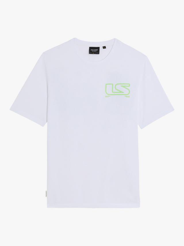 

Хлопчатобумажная футболка с рисунком polaroid regular fit Lyle & Scott, цвет White/Vibrant Kiwi