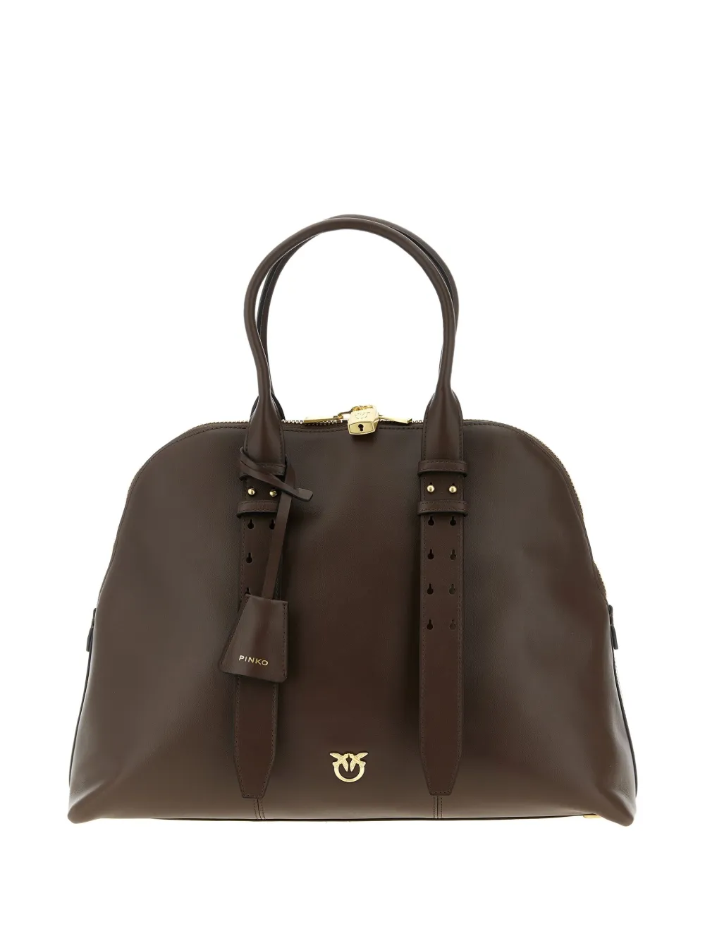 

Кожаная макси-сумка-тоут Escape с логотипом Love Birds Pinko, коричневый