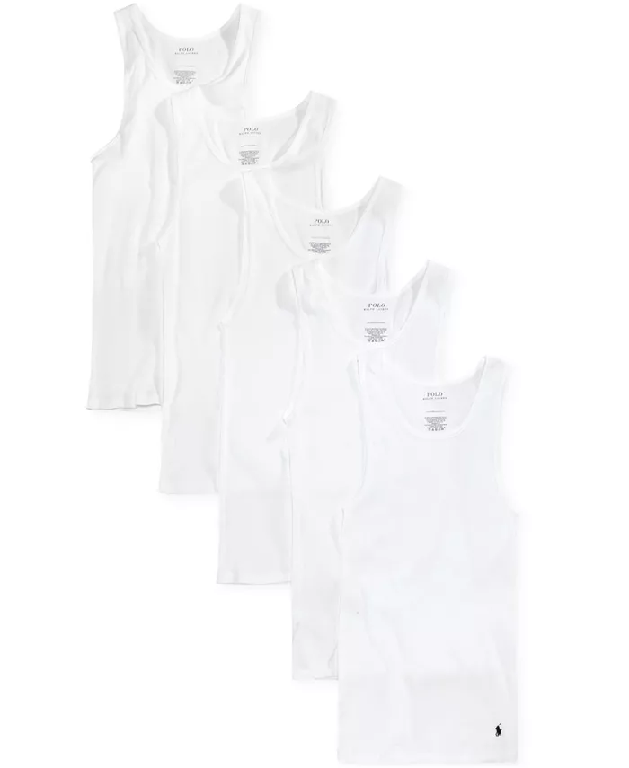 

Мужские майки-борцовки хлопковые, 5 штук Polo Ralph Lauren, белый