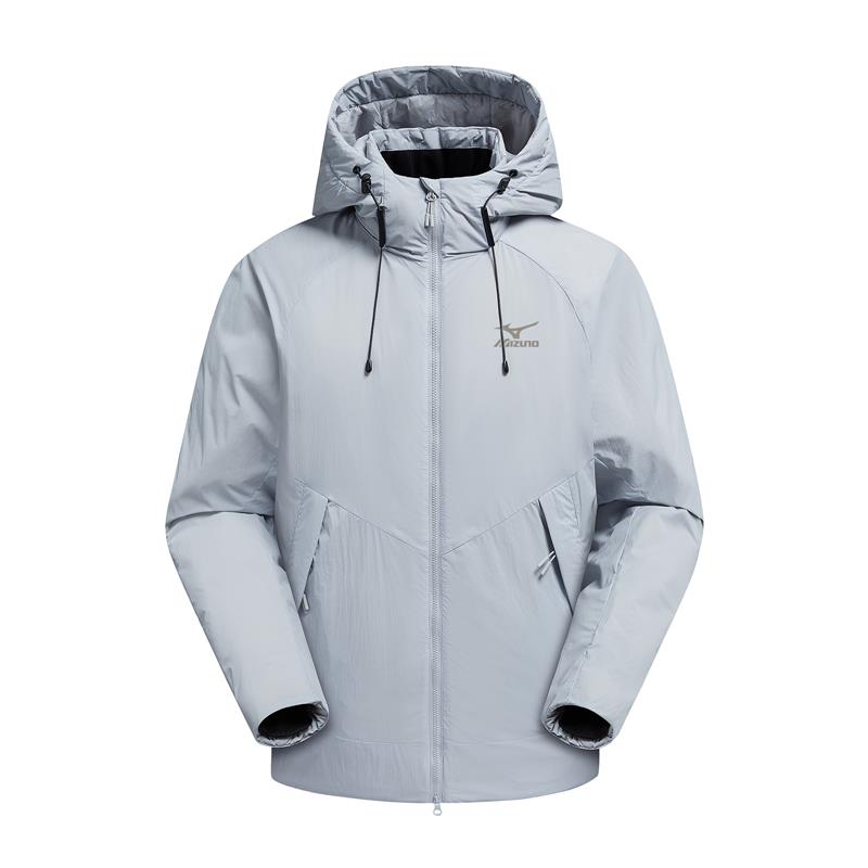 

Пуховая куртка унисекс с капюшоном, утепленная, в стиле карго Mizuno, moon mist серый