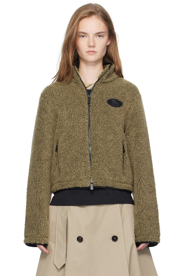 

Burberry Укороченная флисовая куртка бежевого цвета