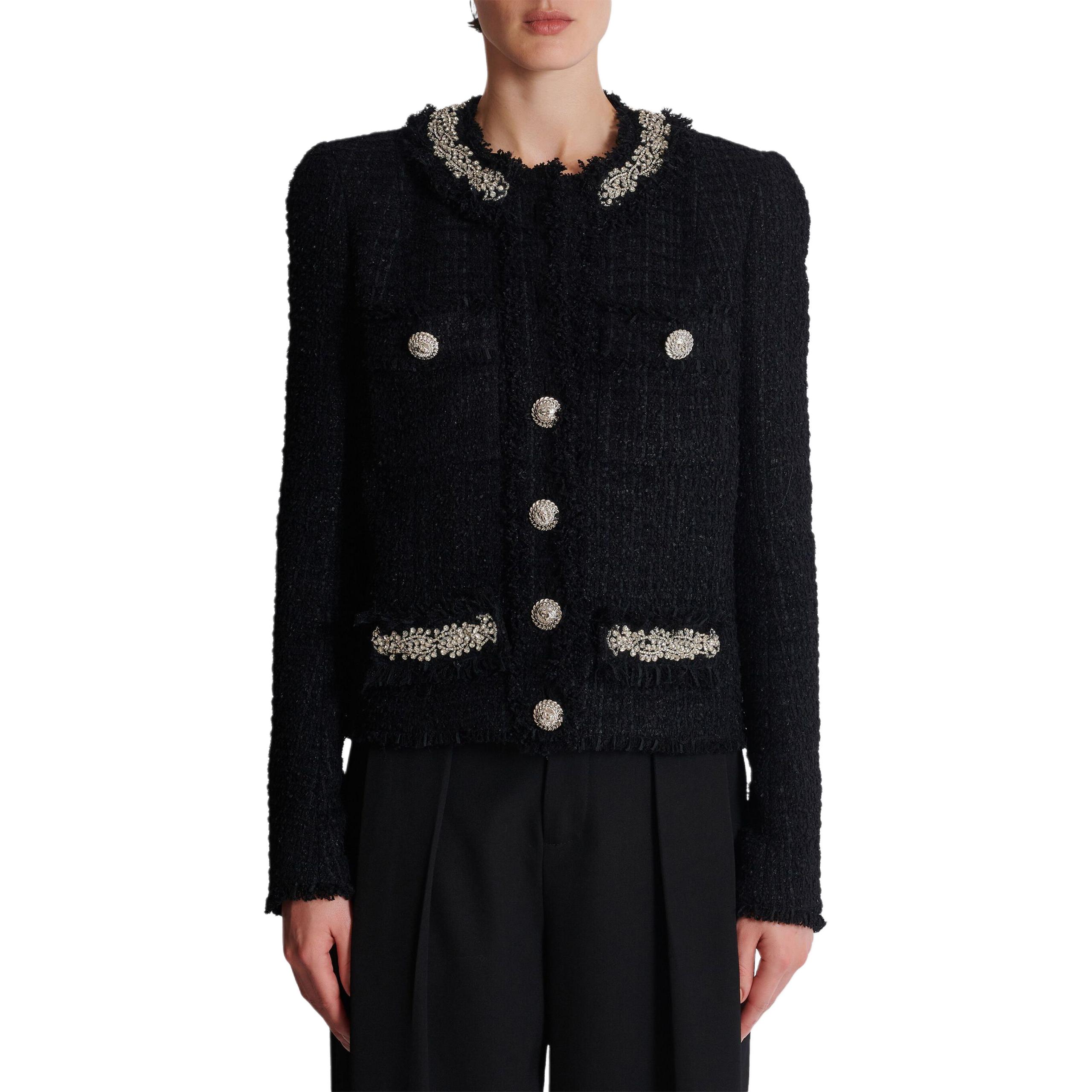 BALMAIN Вышитая твидовая куртка, Black — фото 4