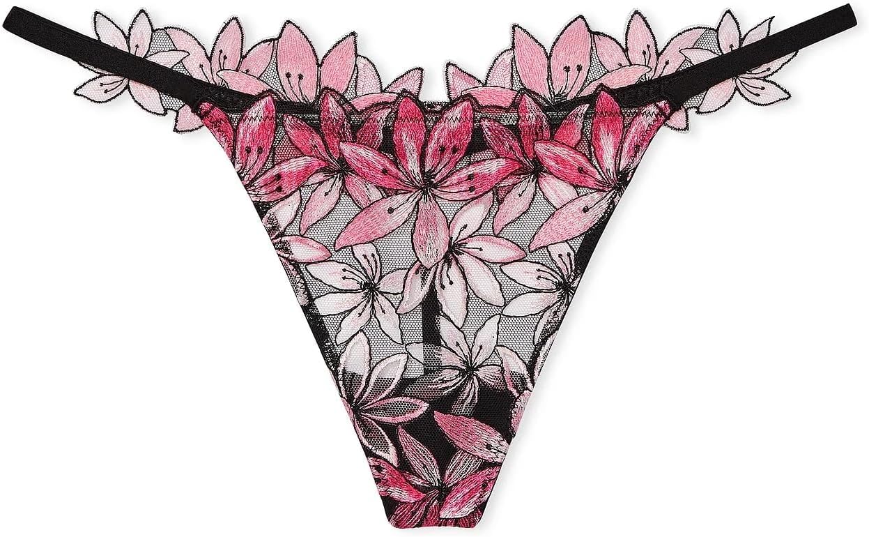 Victoria's Secret Ziggy Glam V-стринги с цветочной вышивкой, цвет Pink New, Pink Floral — фото 3