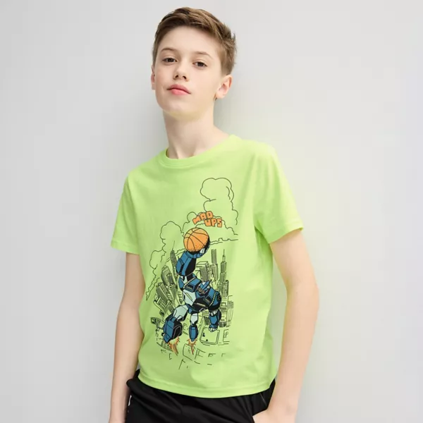 

Футболка с принтом для мальчиков 8-20 лет, обычная и свободная Tek Gear, цвет robot bball lime