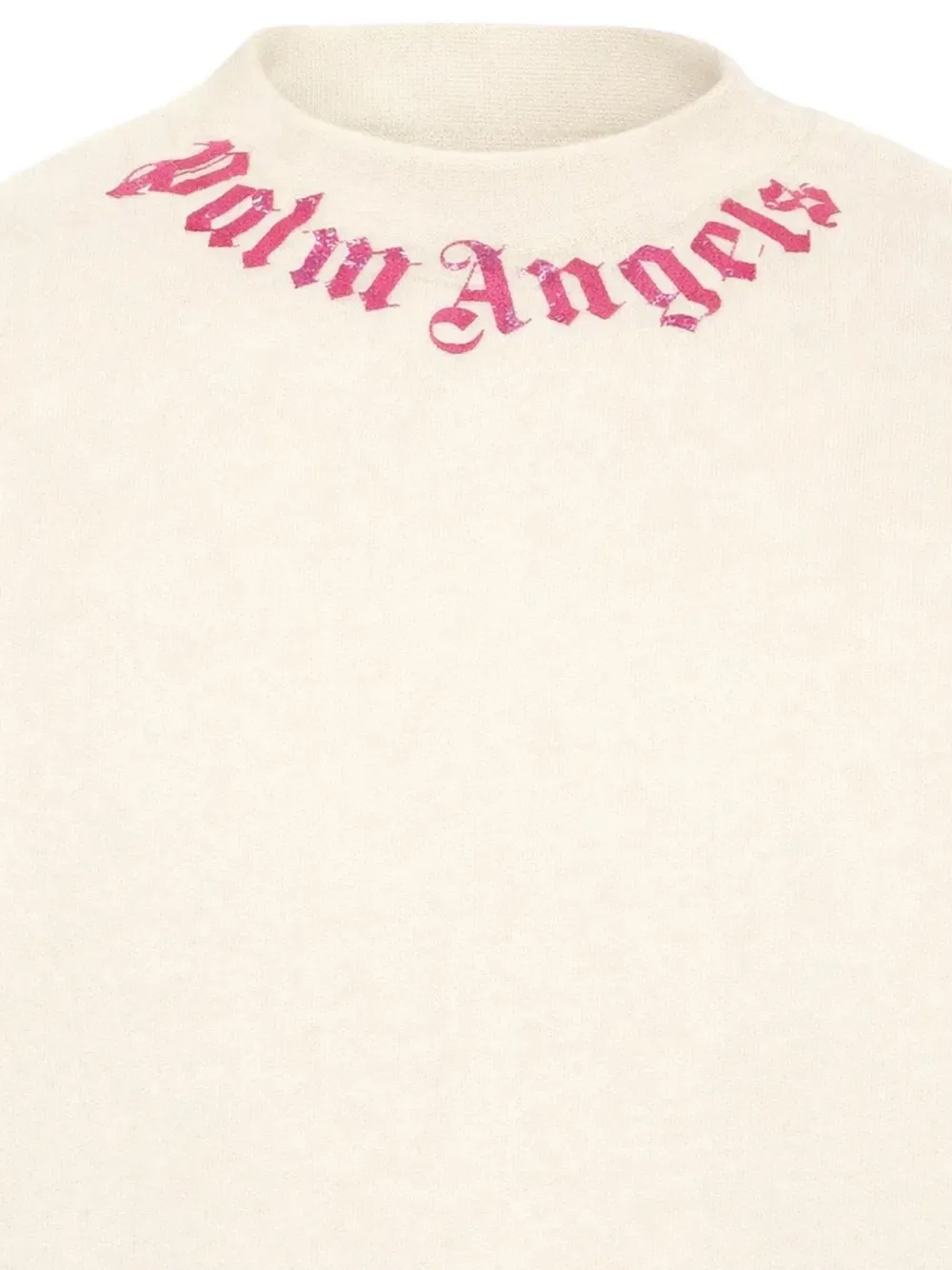 Толстовка Neck Logo Palm Angels Kids, бежевый — фото 3
