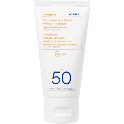 

YOGHURT Солнцезащитный крем SPF50 Быстро впитывающийся Длительно увлажняющий Водостойкий 50 мл Korres