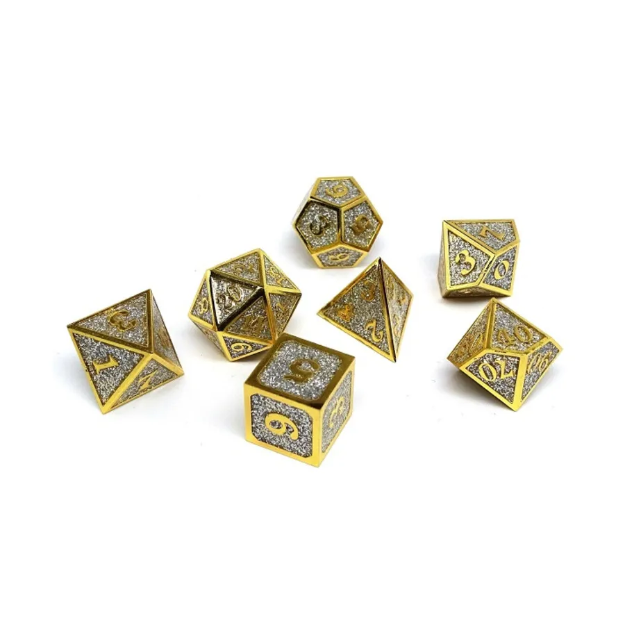 

Героический кубик металлического блеска — серебро с золотом (7), Dice - Metal 7 Piece Poly Sets (Easy Roller Dice)