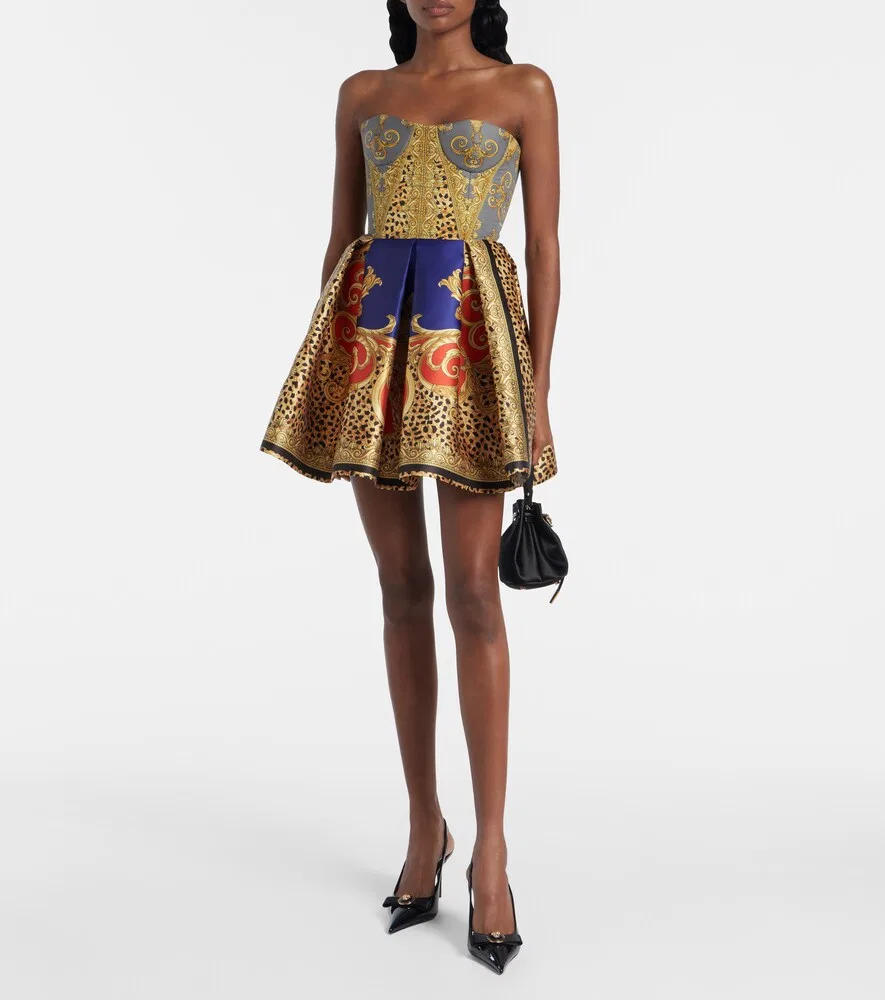 Боди-корсет из хлопка с принтом Versace, мультиколор — фото 2