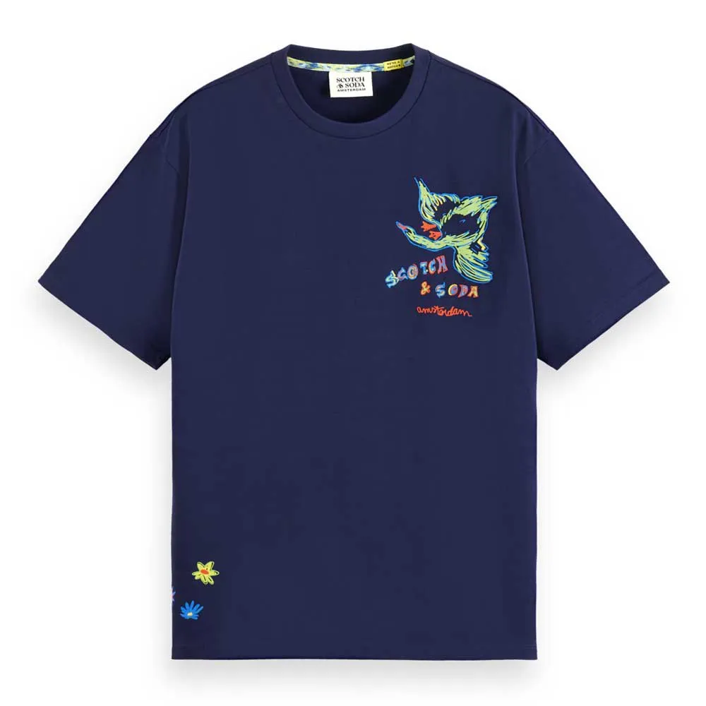 

Футболка Scotch & Soda Placed Swan Artwork, синий