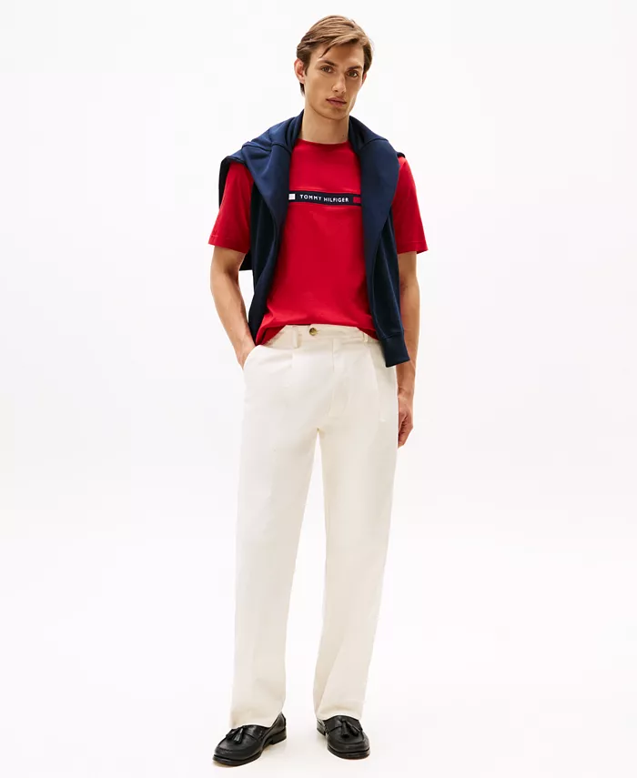 Мужская футболка с коротким рукавом и логотипом на груди Tommy Hilfiger, красный — фото 4