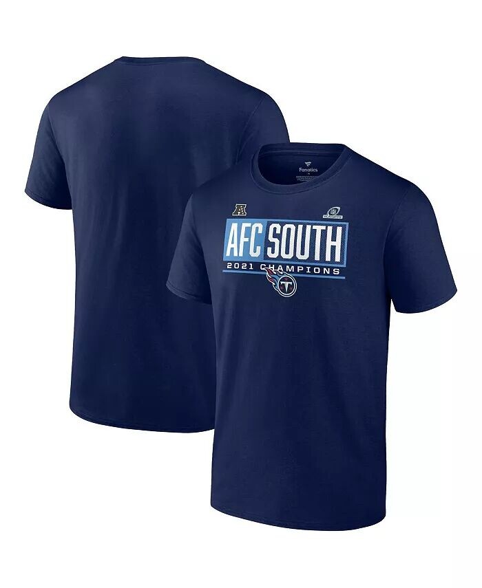 

Мужская темно-синяя футболка Tennessee Titans 2021 AFC South Division Champions Blocked Favorite Fanatics