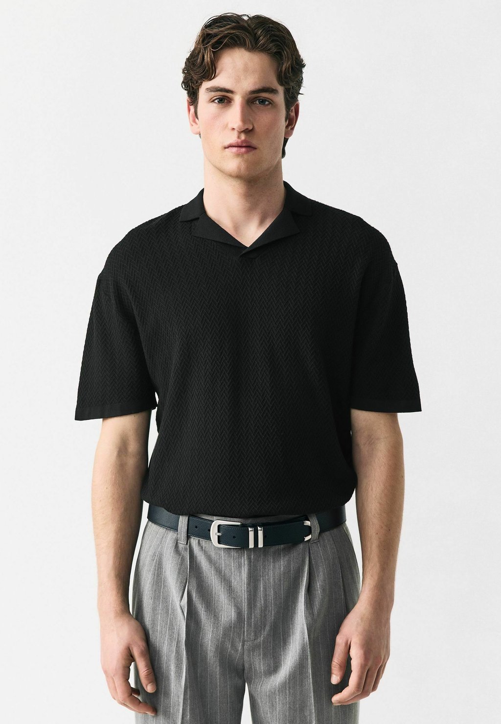 

Рубашка поло RELAXED FIT SHORT SLEEVE TEXTURED Next, черный