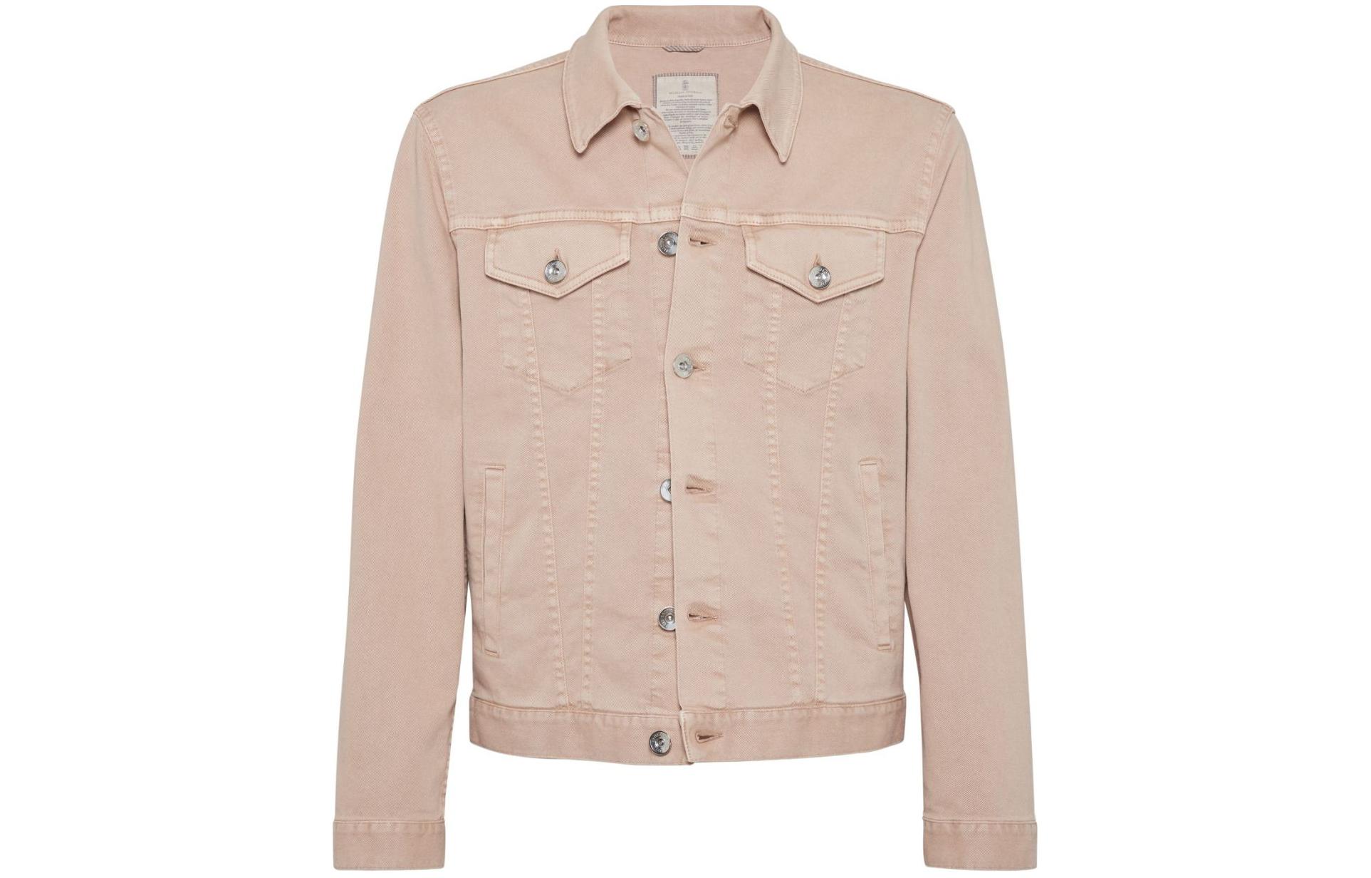 

Застегивающийся на пуговицы приталенный джинсовый жакет Brunello Cucinelli, светло-коричневый