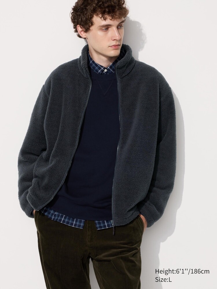 

Флисовая куртка на молнии с ворсистой подкладкой Uniqlo, цвет 08 серый