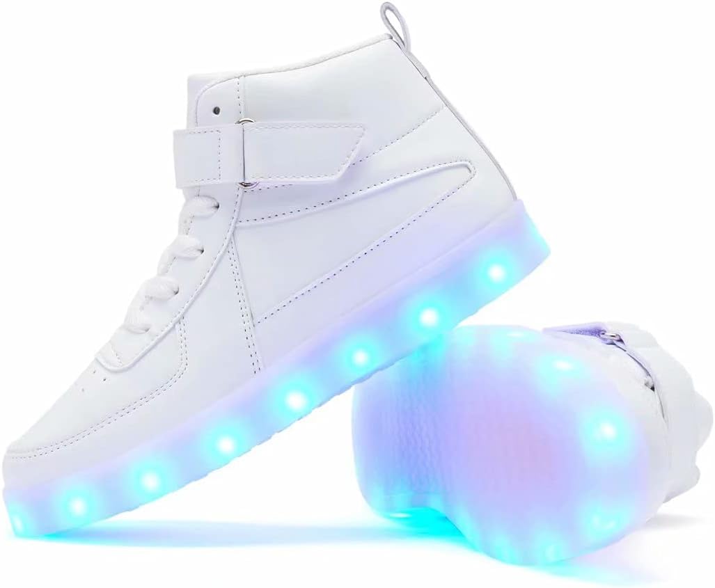 Детские светящиеся кроссовки с USB-зарядкой, мигающие LED кеды на высокой подошве для танцев, унисекс, для мальчиков и девочек Sufuinu, белый — фото 3