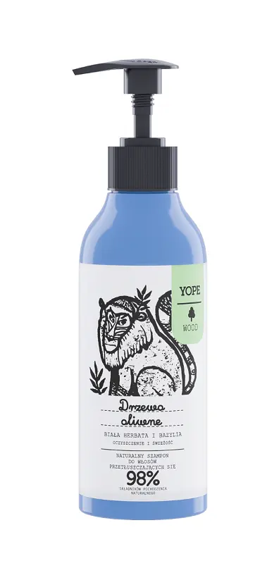

Yope Wood Drzewo Oliwne, Biała Herbata i Bazylia шампунь, 300 ml
