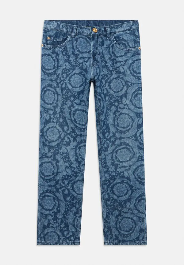 Джинсы прямого кроя унисекс pant laser barocco Versace, Blue Denim