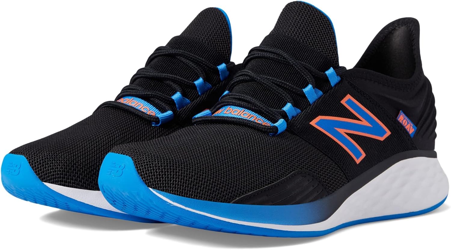 Кроссовки New Balance Men's Fresh Foam Roav V2, черный/синий/оранжевый — фото 2