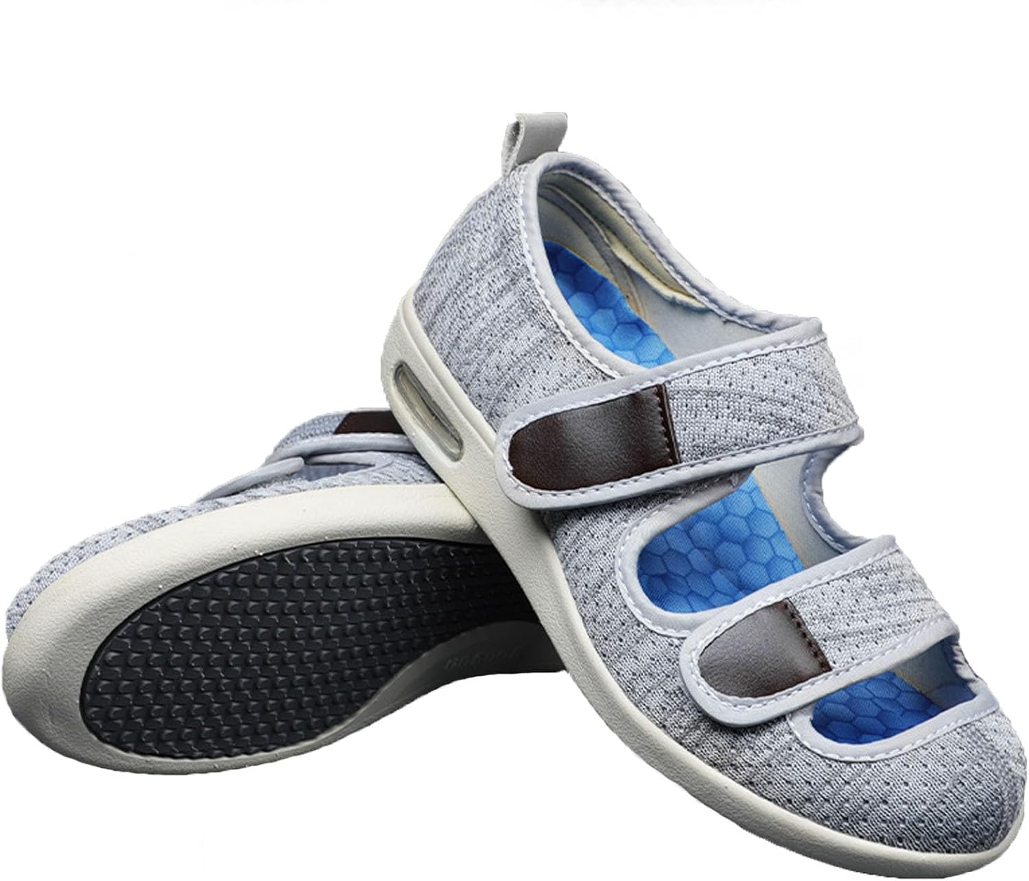 

Мужская обувь bumuam с широкой колодкой и регулируемой застежкой, легкая, обувь для отекших ног с дышащей мемори-пеной, легкие кроссовки для ходьбы для пожилых людей, мужчины 11 / женщины 12, светло-серый