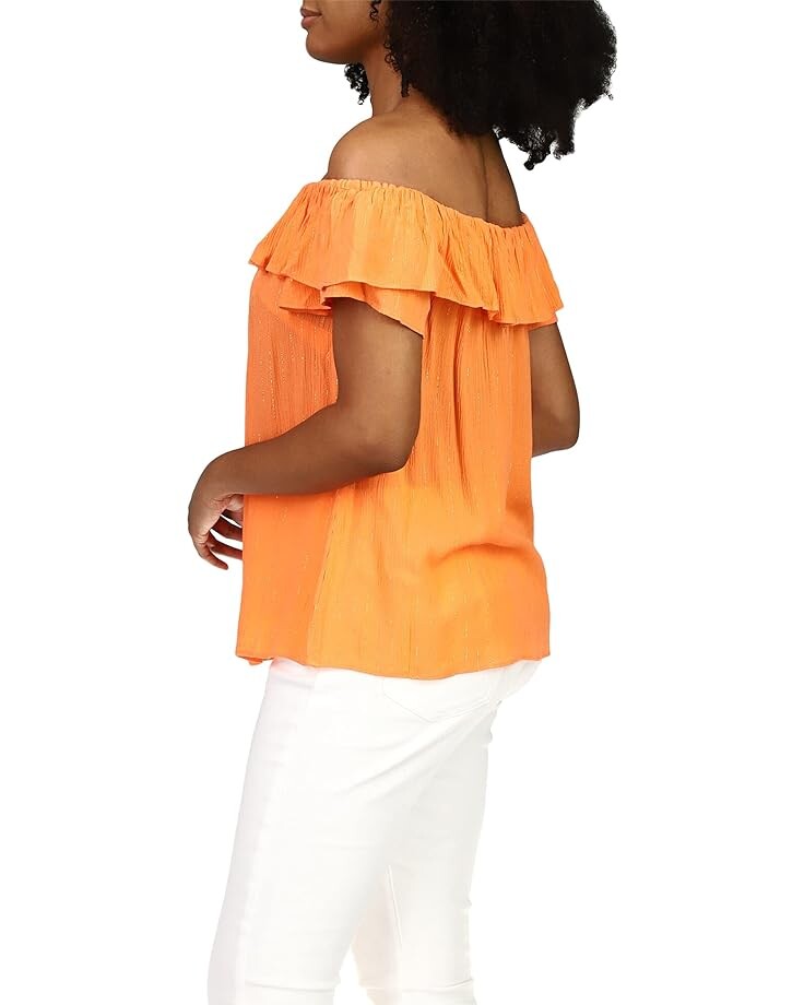 

Топ Michael Kors Stripe Off Shoulder Ruffle Top, цвет Peach